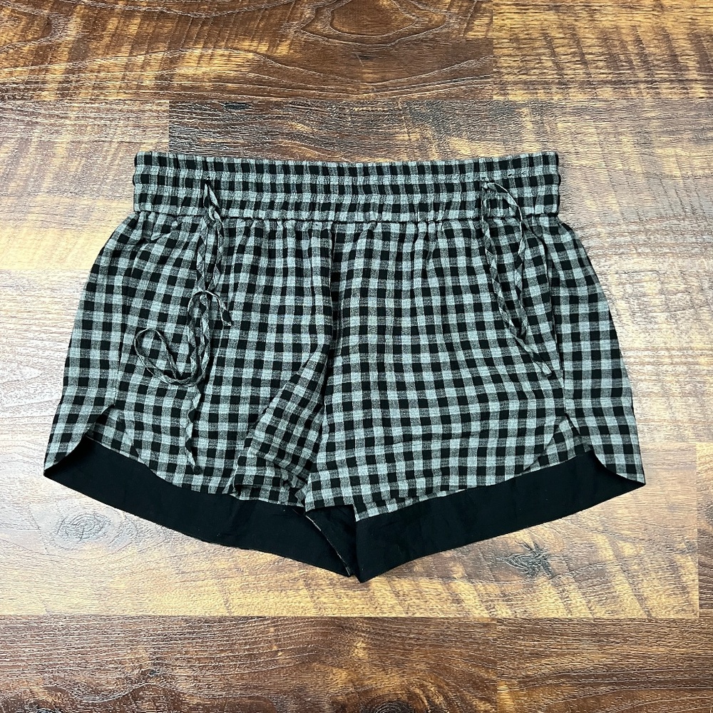 James Perse Gray Black Gingham Plaid size 1 Wool Blend Lounge Casual Shorts